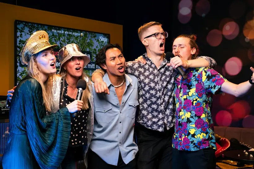 Friends singing together
